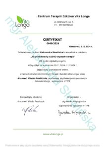 18 Szkolenie Pacjent z ADHD w CBT